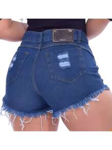 Women Denim Shorts - 彩色 - 查看 10