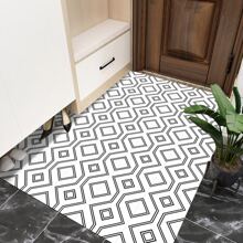 10pcs Black & White Geometric Pattern Frosted Pvc Waterproof Floor Stickers For Home Decoration - Black and White - View 3