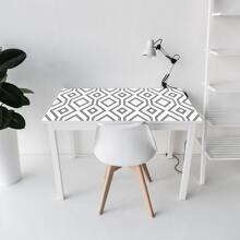 10pcs Black & White Geometric Pattern Frosted Pvc Waterproof Floor Stickers For Home Decoration - Black and White - View 6
