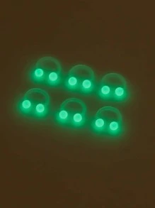 6入組U型亞克力夜光鼻環和隔膜穿孔首飾 - 熒光色 - 查看 1