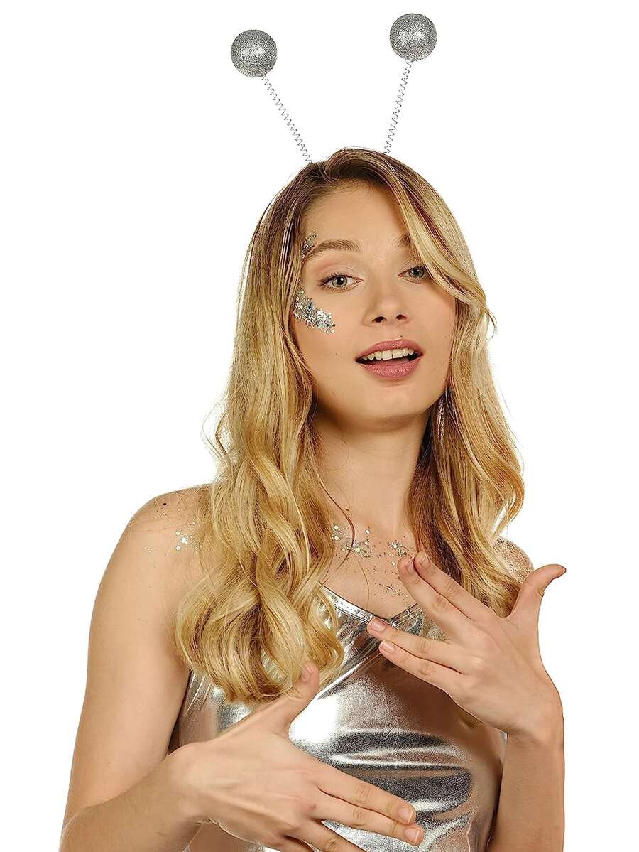 Alien Theme Foam Ball Headband With Glitter Decoration, Perfect For