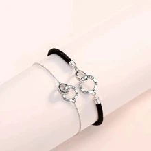 1 par entrelaçado duplo círculo design casal trançado corda pulseira, casal presente namorados, mãe, mãe, dia das mães, presente