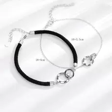 1 par entrelaçado duplo círculo design casal trançado corda pulseira, casal presente namorados, mãe, mãe, dia das mães, presente