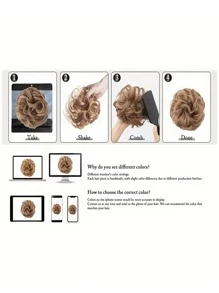 凌亂髮髻髮圈延伸卷波浪狀的凌亂合成纖維髮髻適合女士假髮片