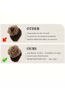 凌亂髮髻髮圈延伸卷波浪狀的凌亂合成纖維髮髻適合女士假髮片