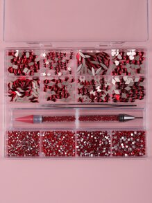 1 hộp Của 13 Lưới Sáng bóng Đỏ  Ly Hình dạng Kim cương giả - Nhiều màu - Xem 1