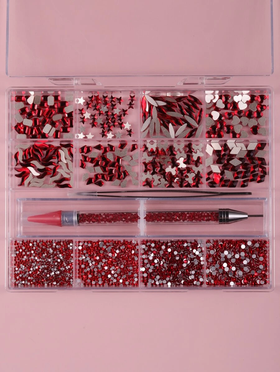 1 hộp Của 13 Lưới Sáng bóng Đỏ  Ly Hình dạng Kim cương giả - Nhiều màu - Xem 1