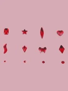 1 hộp Của 13 Lưới Sáng bóng Đỏ  Ly Hình dạng Kim cương giả - Nhiều màu - Xem 3