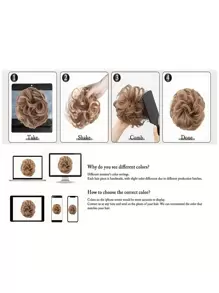 凌亂髮髻髮圈延伸卷波浪狀的凌亂合成纖維髮髻適合女士假髮片