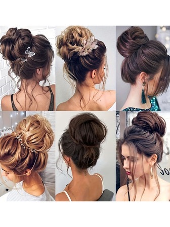 Oordnad Hår Bulle Hår Scrunchies
 Extension Lockigt Vågig Oordnad Syntetisk Chignon För kvinnor Hårstycke