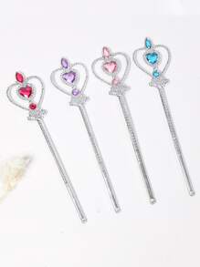 8 piezas de varitas mágicas de princesa en forma de corazón, varitas de hadas adecuadas para accesorios de actuación, regalos, palos de mano de plástico - Morado - Ver 3