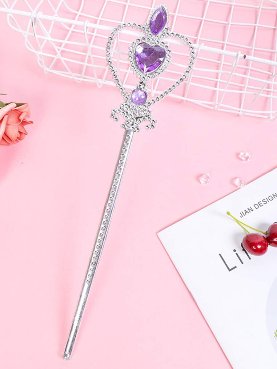 8 piezas de varitas mágicas de princesa en forma de corazón, varitas de hadas adecuadas para accesorios de actuación, regalos, palos de mano de plástico - Morado - Ver 1