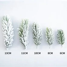 Artificial Flocking Pine Needles Branches Fake Tree Branches DIY Leaves For Christmas Wreaths Accessories Party Holiday Decor