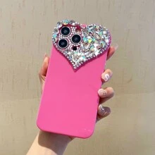 Rhinestone Decor Phone Case - Hot Pink - View 4