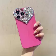 Rhinestone Decor Phone Case - Hot Pink - View 2