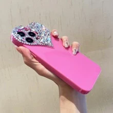 Rhinestone Decor Phone Case - Hot Pink - View 3