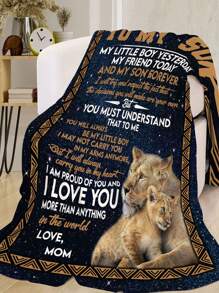 1pc Flannel Printed Blanket For Mother-to-son Gift, Super Soft And Cozy - Multicolor - View 4