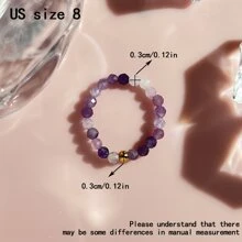 1 pieza Anillo 3MM amatista con cuenta elástico ajustable - Morado - Ver 6