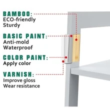 WTZ Book Shelf, White Bookshelf, Ladder Bookcase, 4 Tier Tall Book case for Bedroom, Living Room
