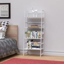 WTZ Book Shelf, White Bookshelf, Ladder Bookcase, 4 Tier Tall Book case for Bedroom, Living Room