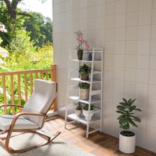 WTZ Book Shelf, White Bookshelf, Ladder Bookcase, 4 Tier Tall Book case for Bedroom, Living Room