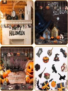 12 cái Halloween Bằng gỗ Đồ trang trí Đối với Cây Mùa Xuân Đồ trang trí , Bao gồm Hoa , Quỷ lùn Và Lễ hội Chủ đề Hình dạng - Nhiều màu - Xem 3