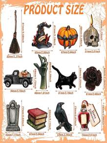 12 cái Halloween Bằng gỗ Đồ trang trí Đối với Cây Mùa Xuân Đồ trang trí , Bao gồm Hoa , Quỷ lùn Và Lễ hội Chủ đề Hình dạng - Nhiều màu - Xem 6