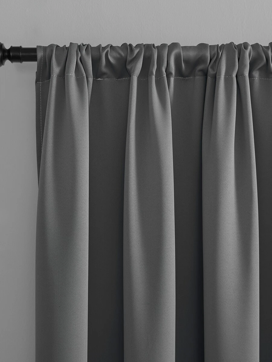 1 Miếng Màu thuần Polyester Rèm cửa , Phòng Rèm cửa , Tối Xám Phòng ngủ Phòng khách Ban công Dán Rèm cửa - Màu xám đen - Xem 1