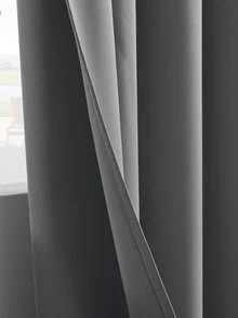 1 Miếng Màu thuần Polyester Rèm cửa , Phòng Rèm cửa , Tối Xám Phòng ngủ Phòng khách Ban công Dán Rèm cửa - Màu xám đen - Xem 4