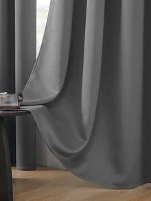 1 Miếng Màu thuần Polyester Rèm cửa , Phòng Rèm cửa , Tối Xám Phòng ngủ Phòng khách Ban công Dán Rèm cửa - Màu xám đen - Xem 5