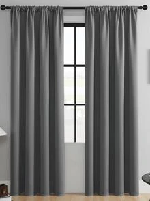 1 Miếng Màu thuần Polyester Rèm cửa , Phòng Rèm cửa , Tối Xám Phòng ngủ Phòng khách Ban công Dán Rèm cửa - Màu xám đen - Xem 11