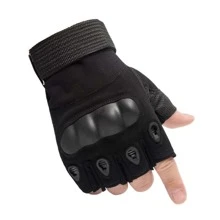 1 Pair Adjustable Half Finger Gloves Outdoor Riding Motorcycle Gym Gloves - Black - View 2