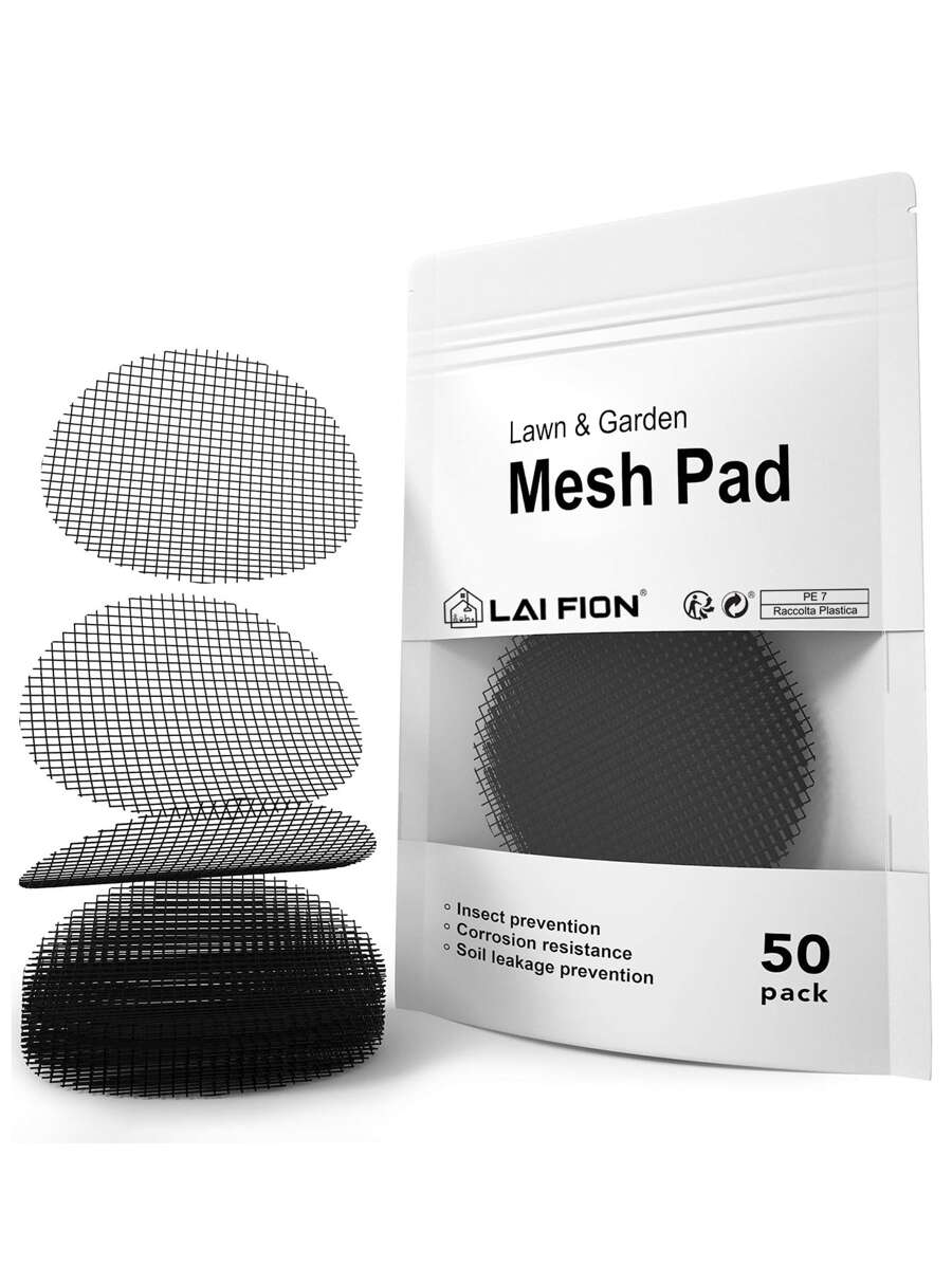 LAI FION 50 Cái/bộ Nhựa Hoa Lỗ Lưới Miếng Lót Đơn Giản Vòng Đen Chống Đất Chống Mất Lỗ Thoát Nước Màn Hình Cho Sân Vườn - màu đen - Xem 1