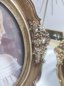 1 件椭圆形复古仿旧粉色树脂相框，6 英寸、7 英寸、12 英寸随机图片尺寸 - 彩色 - 查看 3