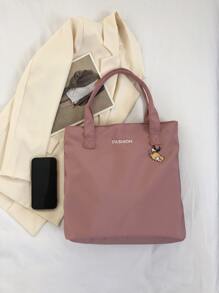 女士時尚休閒托特包帶吊墜,多用途 - 粉色 - 查看 4