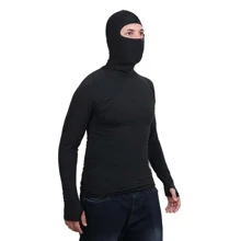 Camisa Segunda Pele Masculina C/ Touca Balaclava Termica Pesca Proteção Solar UV50 - Preto - Visão 2