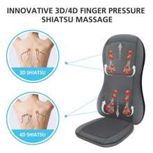 Full Back Massager with Heat -2D/3D Shiatsu Massage Seat Cushion with 10 Massage Nodes, Massage Chair Pad, Rolling Kneading Massage Pads for Back - 灰色 - 查看 3