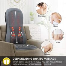 Full Back Massager with Heat -2D/3D Shiatsu Massage Seat Cushion with 10 Massage Nodes, Massage Chair Pad, Rolling Kneading Massage Pads for Back - 灰色 - 查看 4
