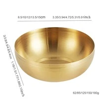 304不銹鋼韓式泡菜碗、盤子、飯碗、湯碗、商用多功能醬盤 - 金色 - 查看 3