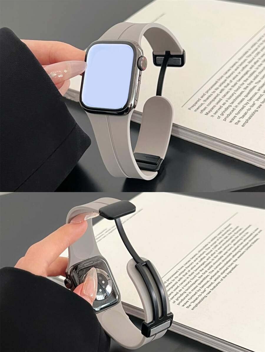 磁吸硅胶表带，兼容 42mm、38mm、40mm、41mm、44mm、45mm、46mm、49mm 表盘尺寸，时尚智能手表替换表带，适用于 Series Ultra2、Ultra SE2、SE 11、10、9、8、7、6、5、4、3、2、1 等型号，男女通用，学生返校季理想礼物