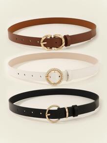 3件套 2000年代风格优雅时尚女士金色水钻圆扣腰带，适合连衣裙、万圣节、夏季、学校、秋季等场合。 - 彩色 - 查看 2