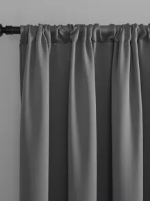 1pc Solid Color Polyester Curtains, Modern And Simple, Darkening And Light Blocking, For Bedroom, Living Room And Balcony, Sunscreen, Heat Insulation, Uv Protection, Suitable For Rod - Dark Grey - View 3