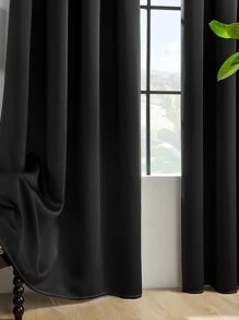 1 rideau occultant en polyester unicolore au design simple et moderne, adapté pour la chambre à coucher, le salon et le balcon, doté d'une fonction de protection solaire et D'isolation thermique, protection UV, facile à installer avec passe-tringle, disponible dans des couleurs foncées