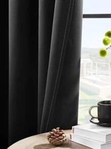 1 rideau occultant en polyester unicolore au design simple et moderne, adapté pour la chambre à coucher, le salon et le balcon, doté d'une fonction de protection solaire et D'isolation thermique, protection UV, facile à installer avec passe-tringle, disponible dans des couleurs foncées