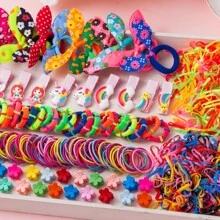899pcs Girls' Hair Accessories Mixed Color & Style Set, Hair Clips, Hair Ties, Headbands, Hair Decorations, Hair Ornaments, Ponytail Holders, Scrunchies, Bangs Clips, Cute Daily Hair Styling Accessories Gift Box - Multicolor - View 2