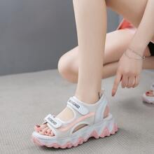 女士厚底沙滩运动魔术贴凉鞋 - 粉色 - 查看 2