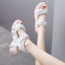 女士厚底沙滩运动魔术贴凉鞋 - 粉色 - 查看 3