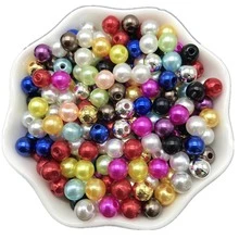 1 袋 4 毫米 6 毫米 8 毫米 10 毫米 仿珍珠亚克力珠圆形散珠隔珠适用于珠宝制作 - 彩色 - 查看 2