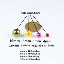 1 袋 4 毫米 6 毫米 8 毫米 10 毫米 仿珍珠亚克力珠圆形散珠隔珠适用于珠宝制作 - 彩色 - 查看 3
