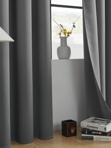 1 Miếng Màu thuần Polyester Phòng Tối sầm lại Rèm chắn , Rèm cửa Với Cây gậy Đối với Phòng ngủ , Phòng khách , Ban công , Chống tia cực tím Và Kem chống nắng - Màu xám đen - Xem 4